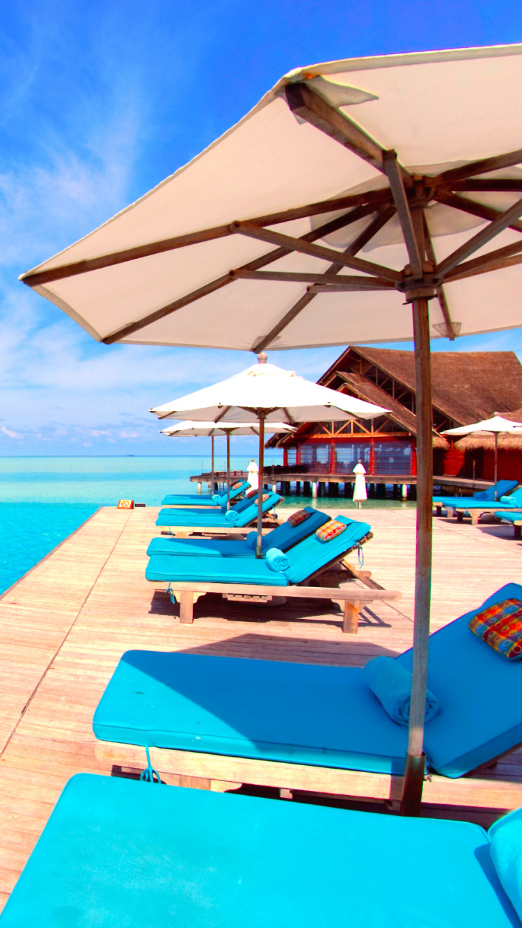 Обои море, морской курорт, пляж, прибежище, плавательный бассейн в разрешении 750x1334