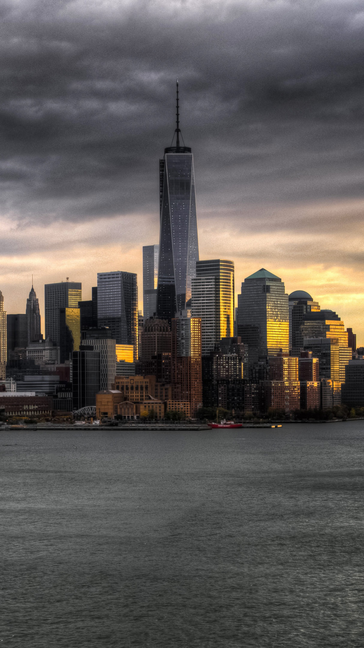 Обои городской пейзаж, линия горизонта, город, небоскреб, городской район в разрешении 750x1334