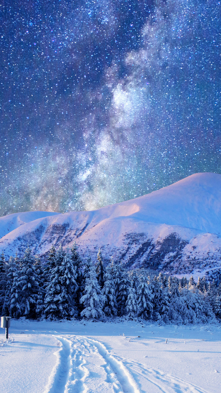 Обои зима, облако, атмосфера, свет, природа в разрешении 750x1334