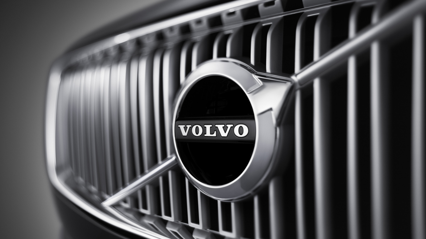 Обои компания volvo, Автомобили Volvo, авто, решетка, черный и белый в разрешении 1366x768
