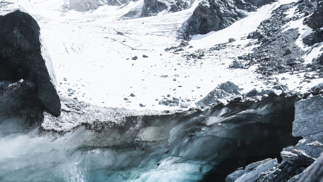 Обои ледяная форма, горный рельеф, гора, ледник, природный ландшафт в разрешении 1280x720