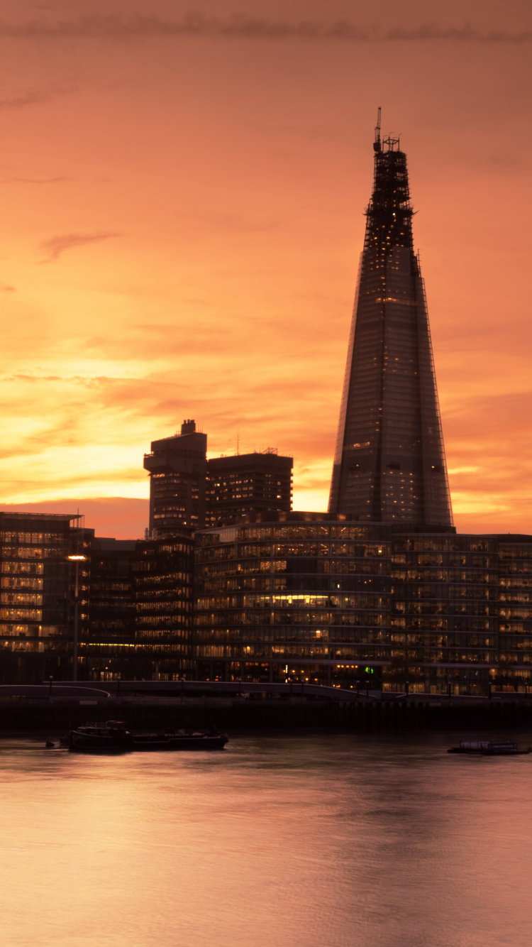 Обои река темза, закат, город, городской пейзаж, линия горизонта в разрешении 750x1334