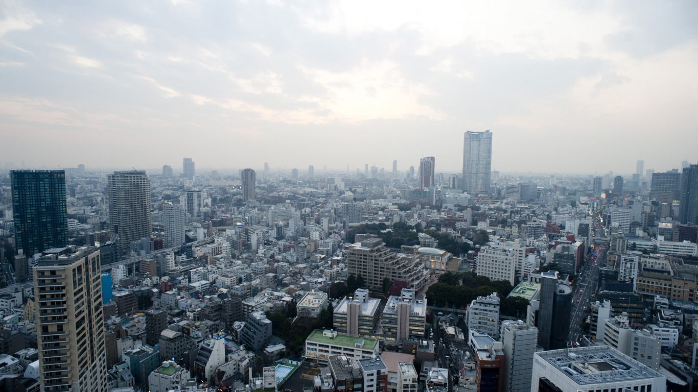 Обои городской район, городской пейзаж, небоскреб, Токио, день в разрешении 1366x768