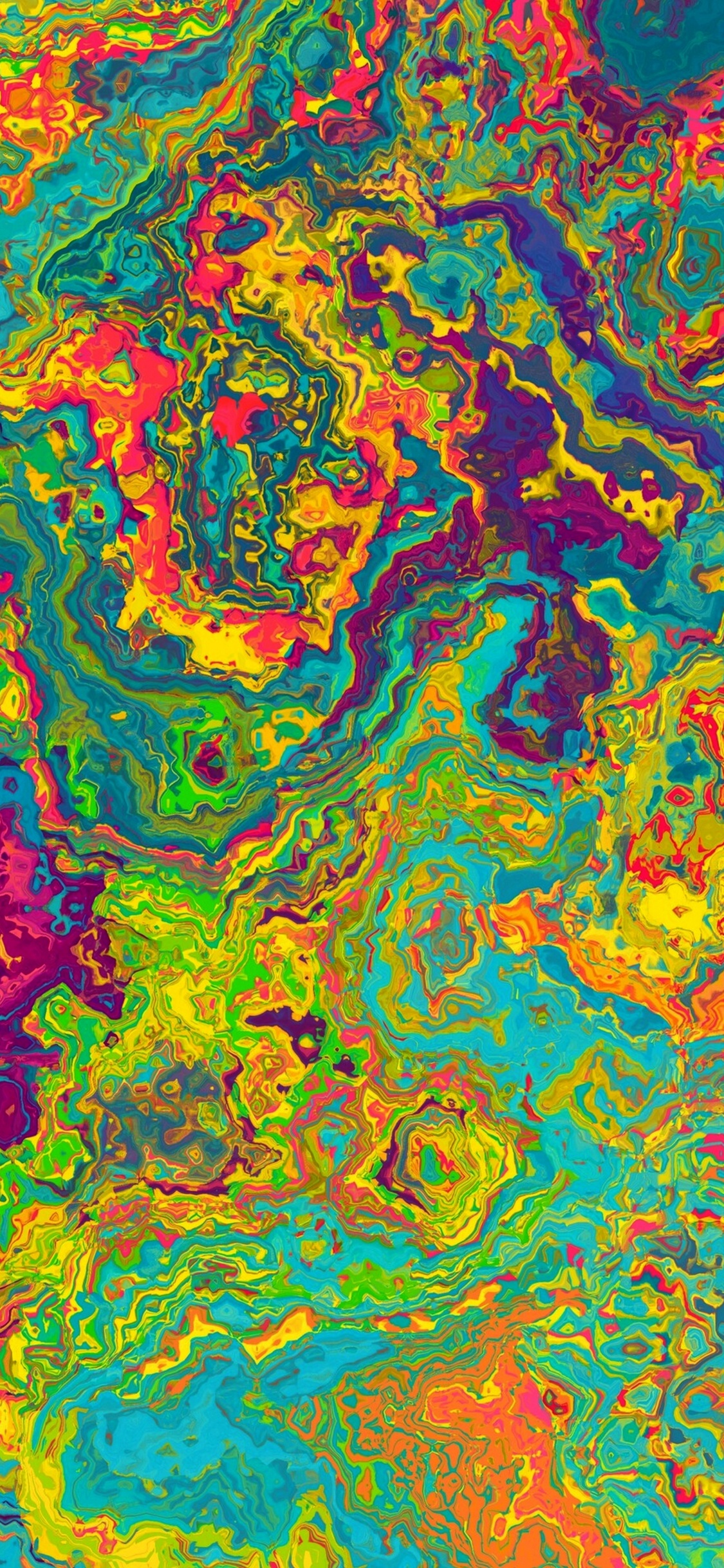 Обои живопись, акриловая краска, арт, визуальное искусство, психоделическое искусство в разрешении 1125x2436