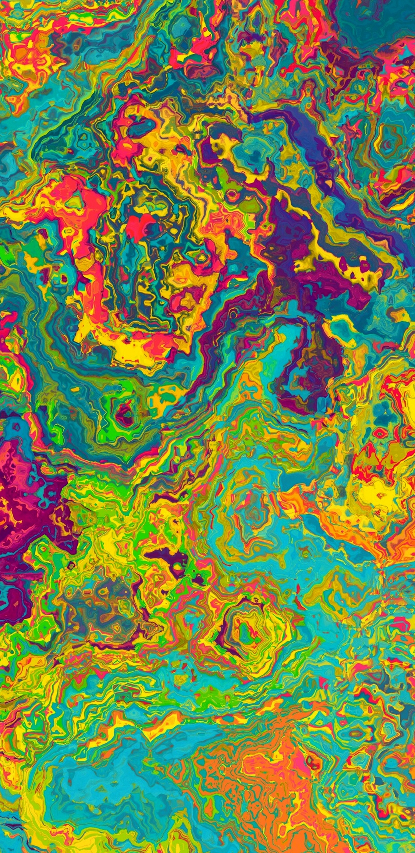 Обои живопись, акриловая краска, арт, визуальное искусство, психоделическое искусство в разрешении 1440x2960