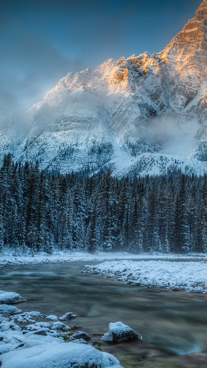 Обои гора, природный ландшафт, природа, зима, замораживание в разрешении 720x1280
