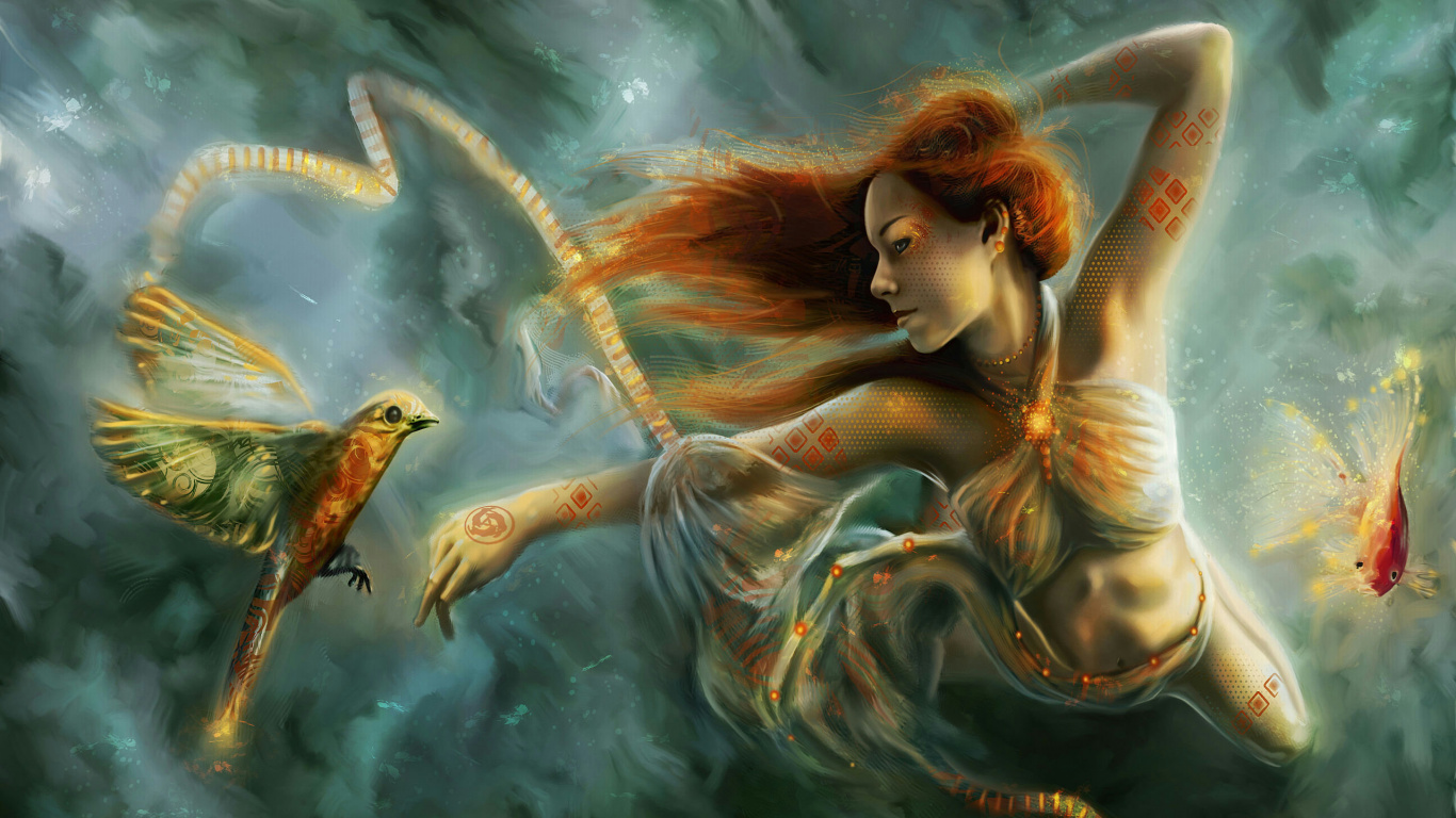 Обои мифология, арт, сверхъестественное существо, мифическое существо, живопись в разрешении 1366x768