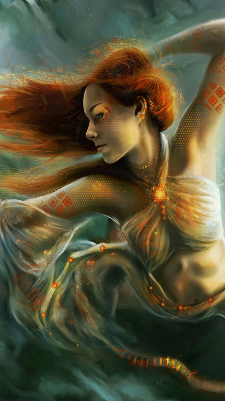 Обои мифология, арт, сверхъестественное существо, мифическое существо, живопись в разрешении 750x1334