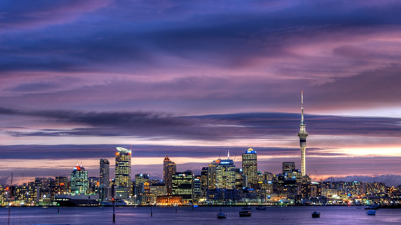 Обои городской пейзаж, город, ориентир, линия горизонта, городской район в разрешении 1366x768