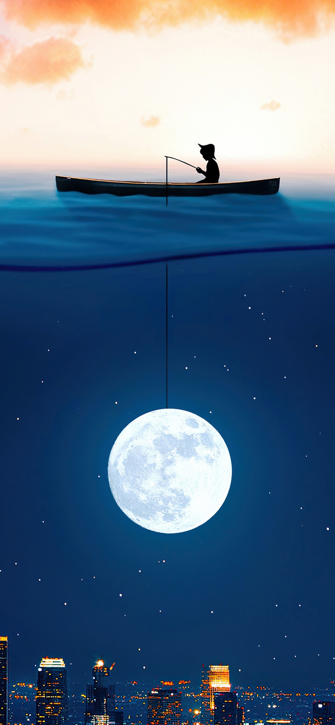 Обои облако, атмосфера, дневное время, лодка, свет в разрешении 1125x2436