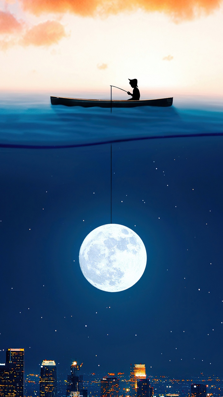 Обои облако, атмосфера, дневное время, лодка, свет в разрешении 720x1280