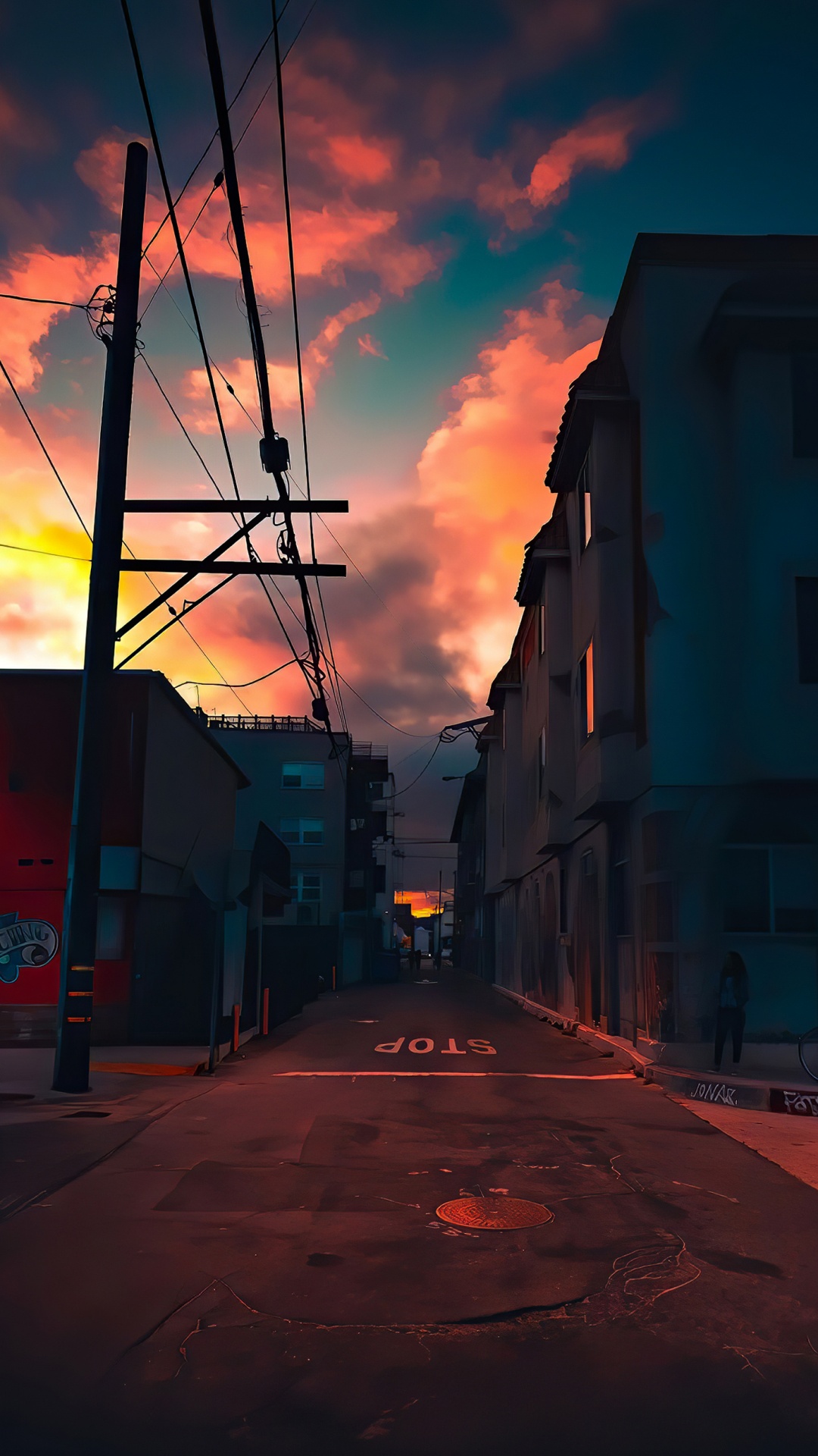 Обои закат, вечер, послесвечение, сумрак, Оранжевый цвет в разрешении 1080x1920