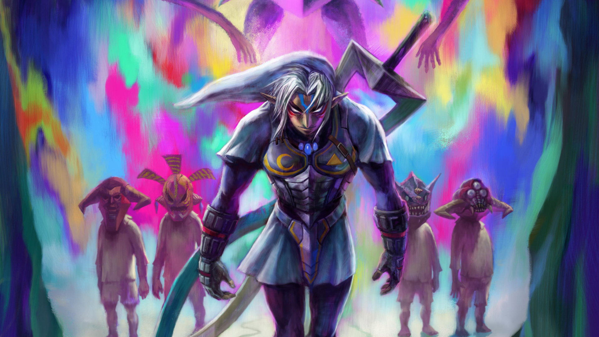 Обои пурпур, иллюстрация, демон, арт, сверхъестественное существо в разрешении 1920x1080