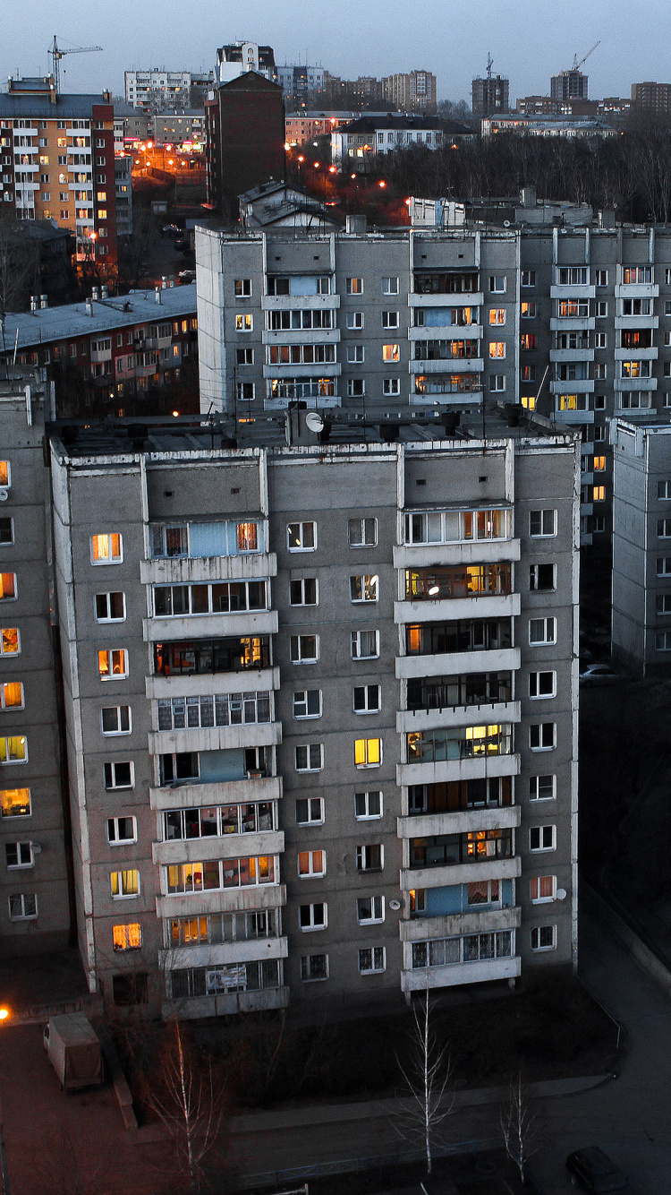 Обои Россия, здание, городской район, метрополия, город в разрешении 750x1334