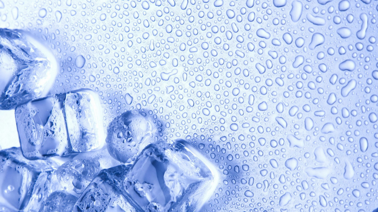 Обои лед, кубик льда, синий, вода, замораживание в разрешении 1280x720