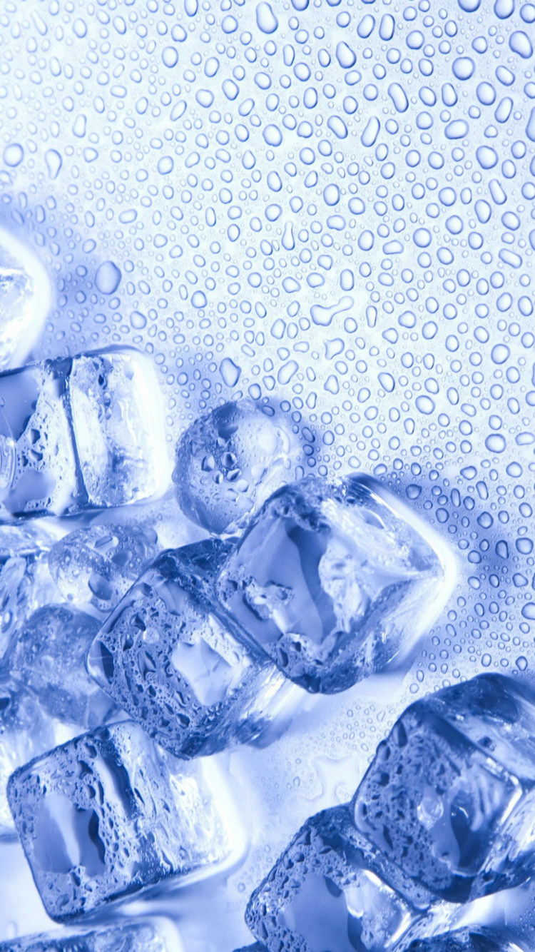 Обои лед, кубик льда, синий, вода, замораживание в разрешении 750x1334
