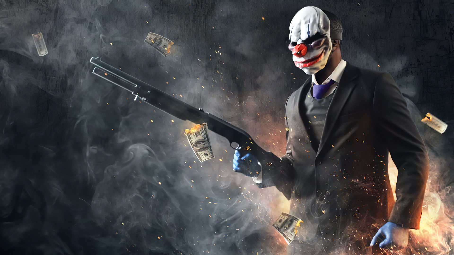Обои payday 2, Получки Ограбление, steam, компьютерная игра, суперзлодей в разрешении 1920x1080