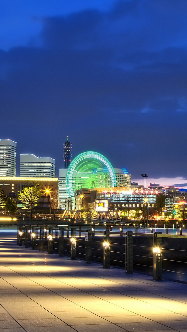 Обои ночь, Токио, город, городской пейзаж, городской район в разрешении 750x1334