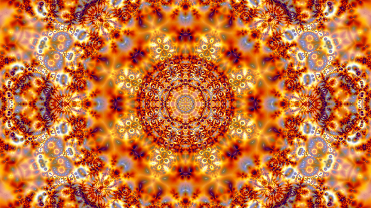 Обои калейдоскоп, фрактал, фрактальное искусство, симметрия, Янтарь в разрешении 1280x720