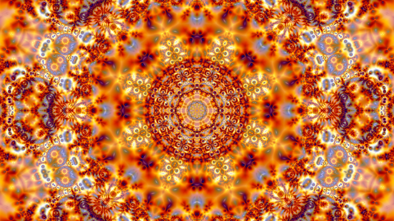Обои калейдоскоп, фрактал, фрактальное искусство, симметрия, Янтарь в разрешении 1366x768
