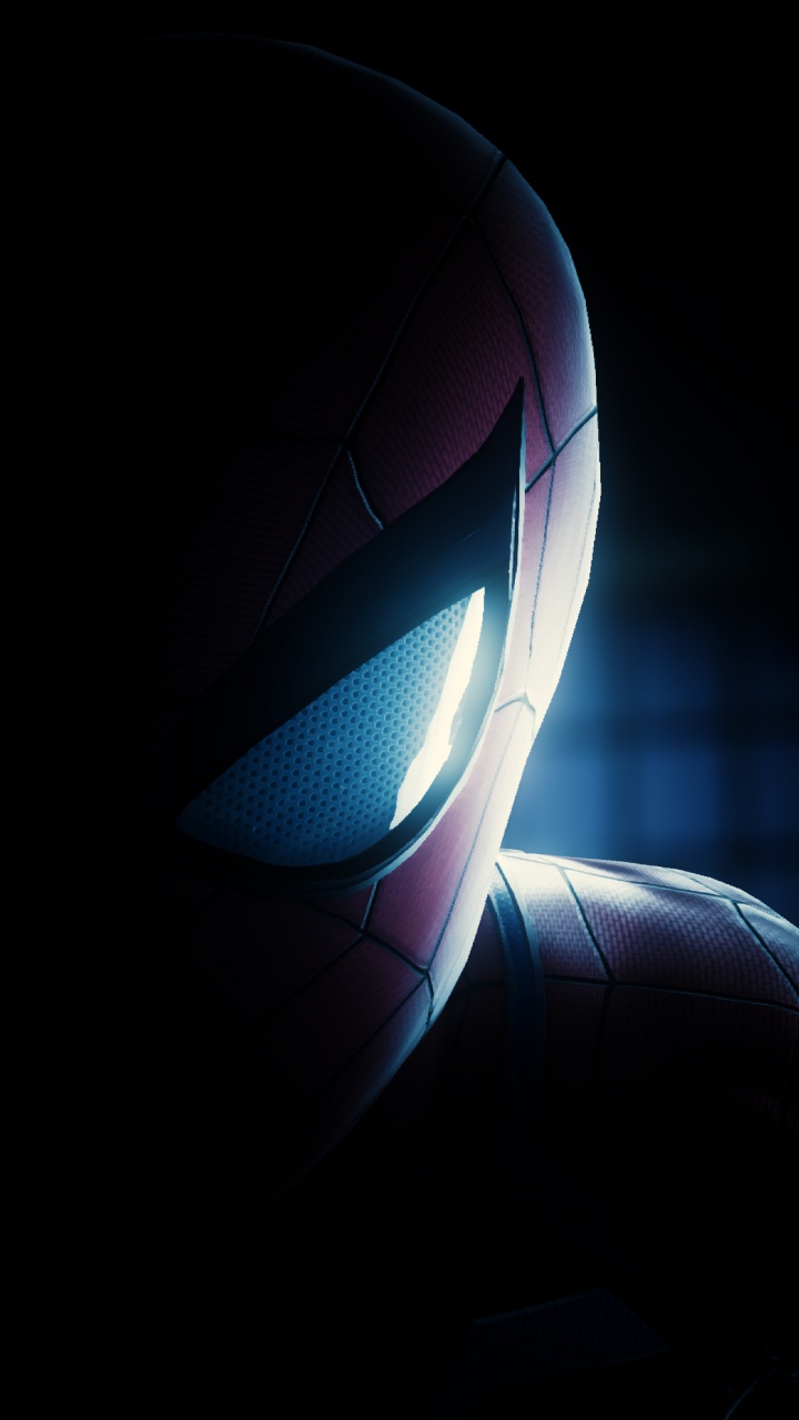 Обои человек-паук, темнота, свет, атмосфера, космос в разрешении 720x1280