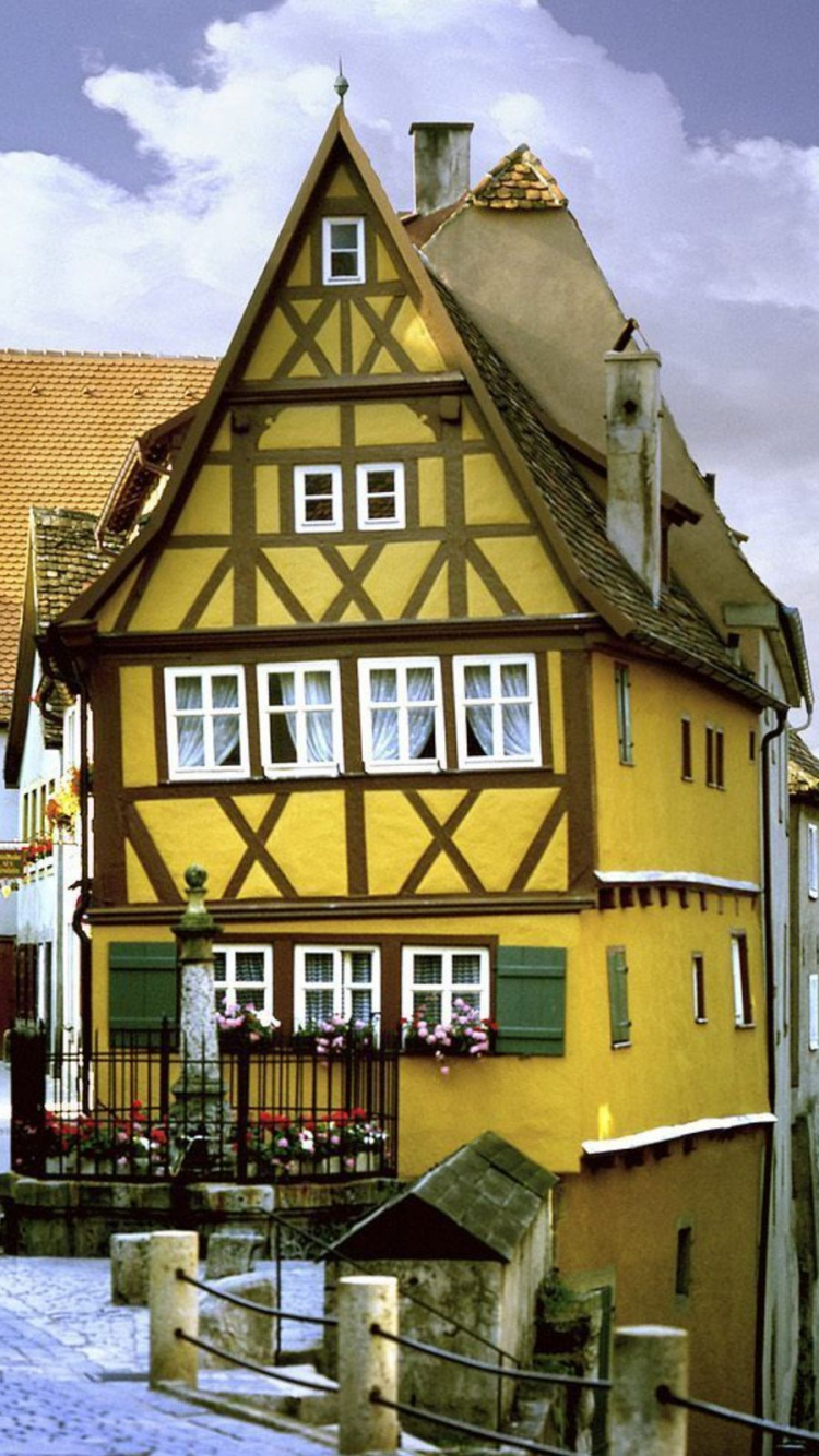 Обои Ротенбург-об-дер-Таубер, городок, здание, средневековая архитектура, фасад в разрешении 750x1334