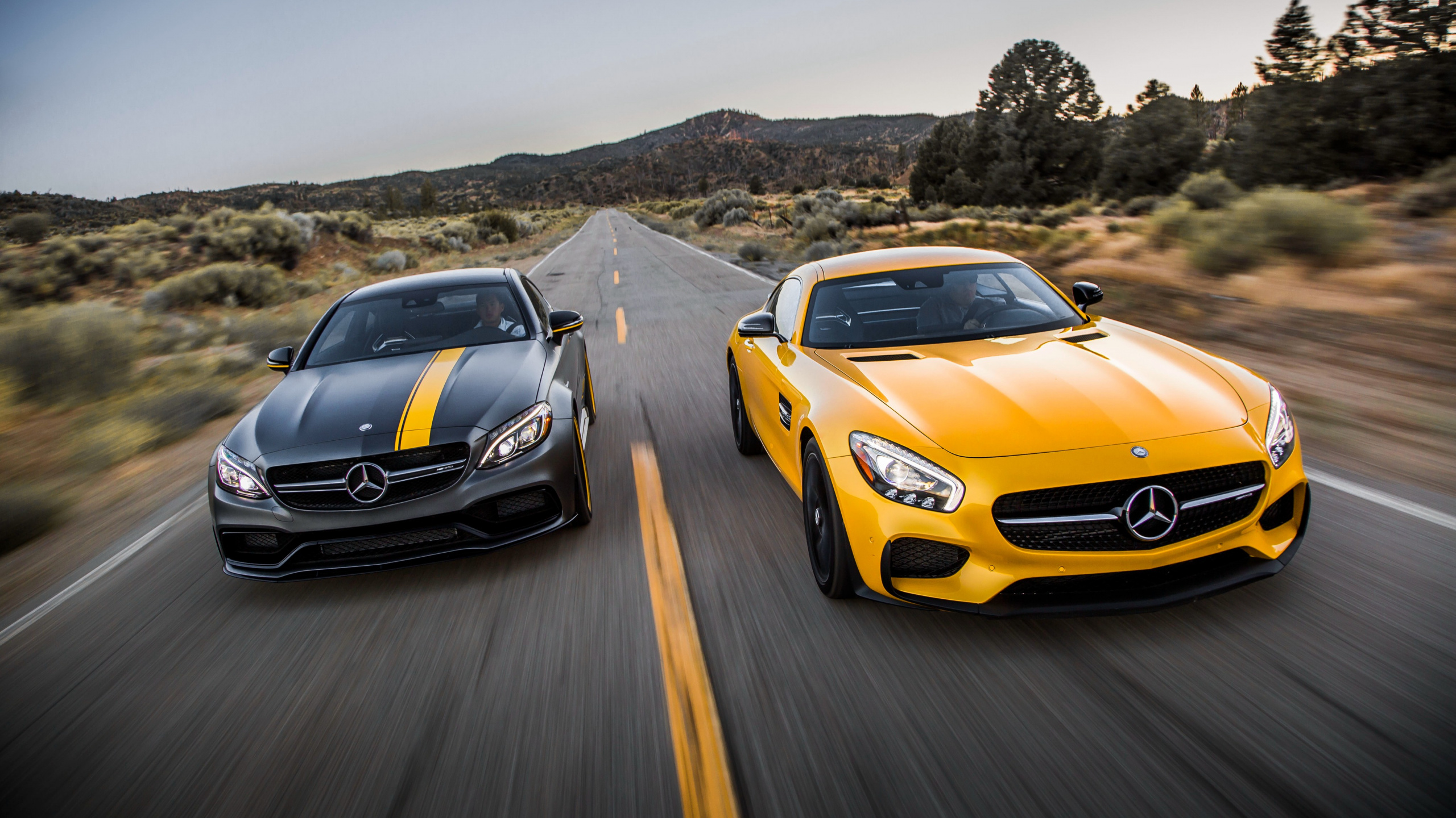 Mercedes AMG gt Yellow 4k