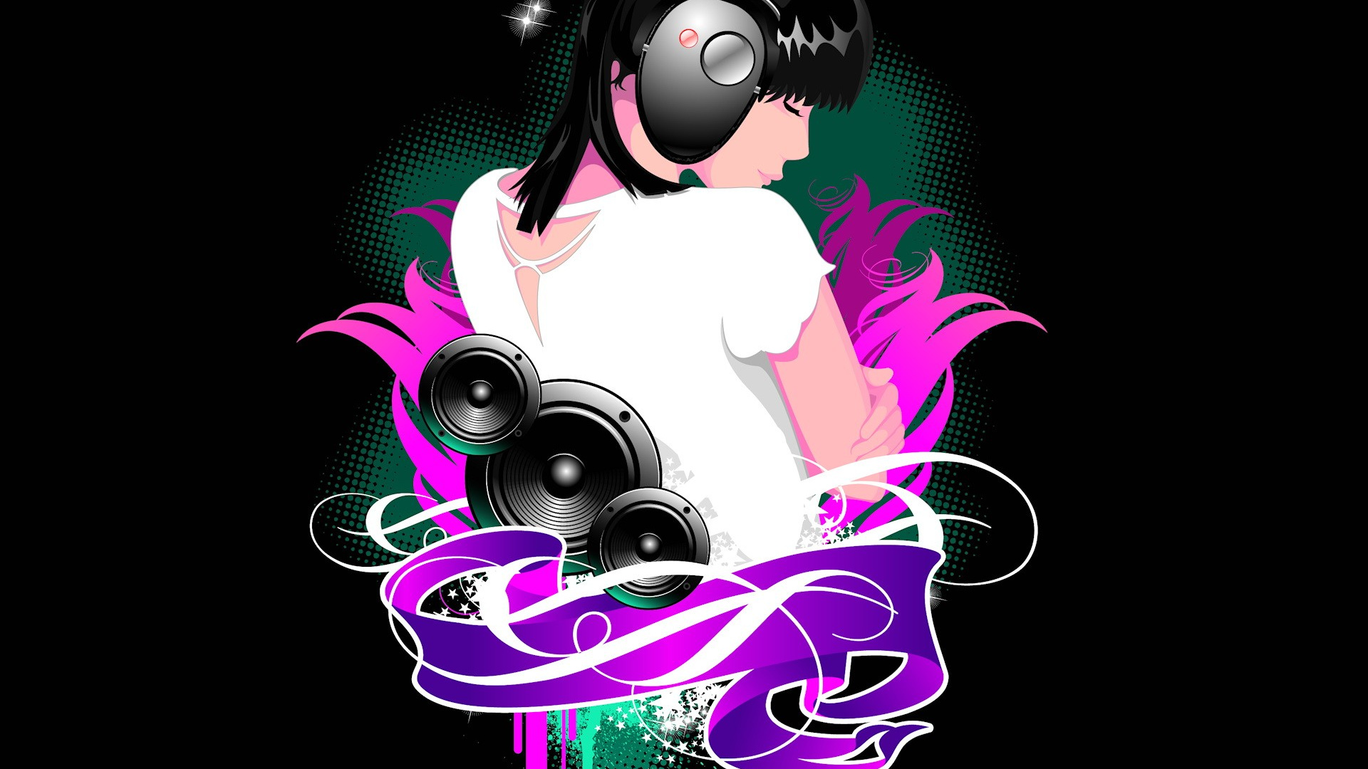 Обои графический дизайн, иллюстрация, розовый, анимация, графика в разрешении 1920x1080