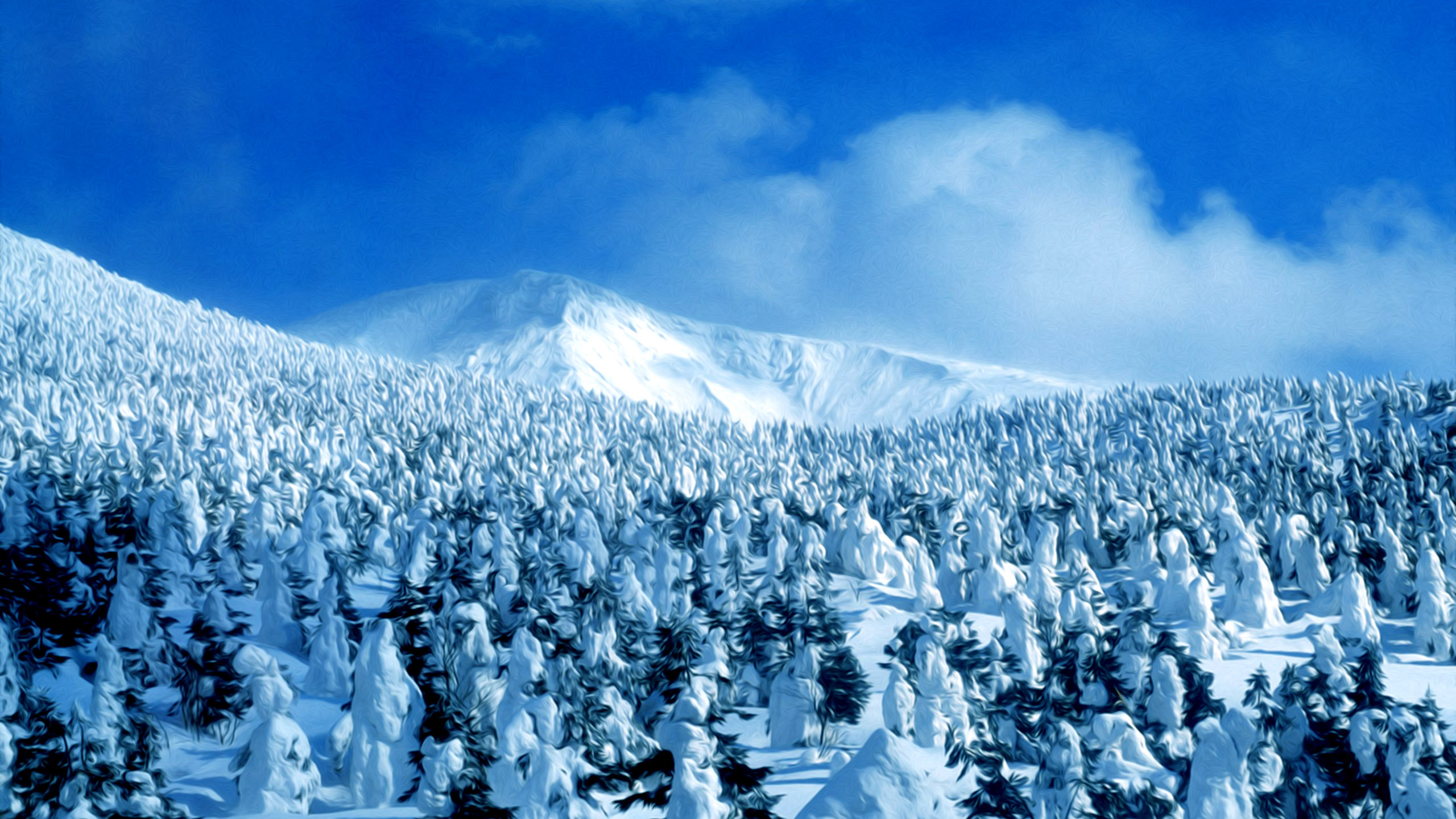 Обои снег, зима, гора, замораживание, горный хребет в разрешении 2560x1440