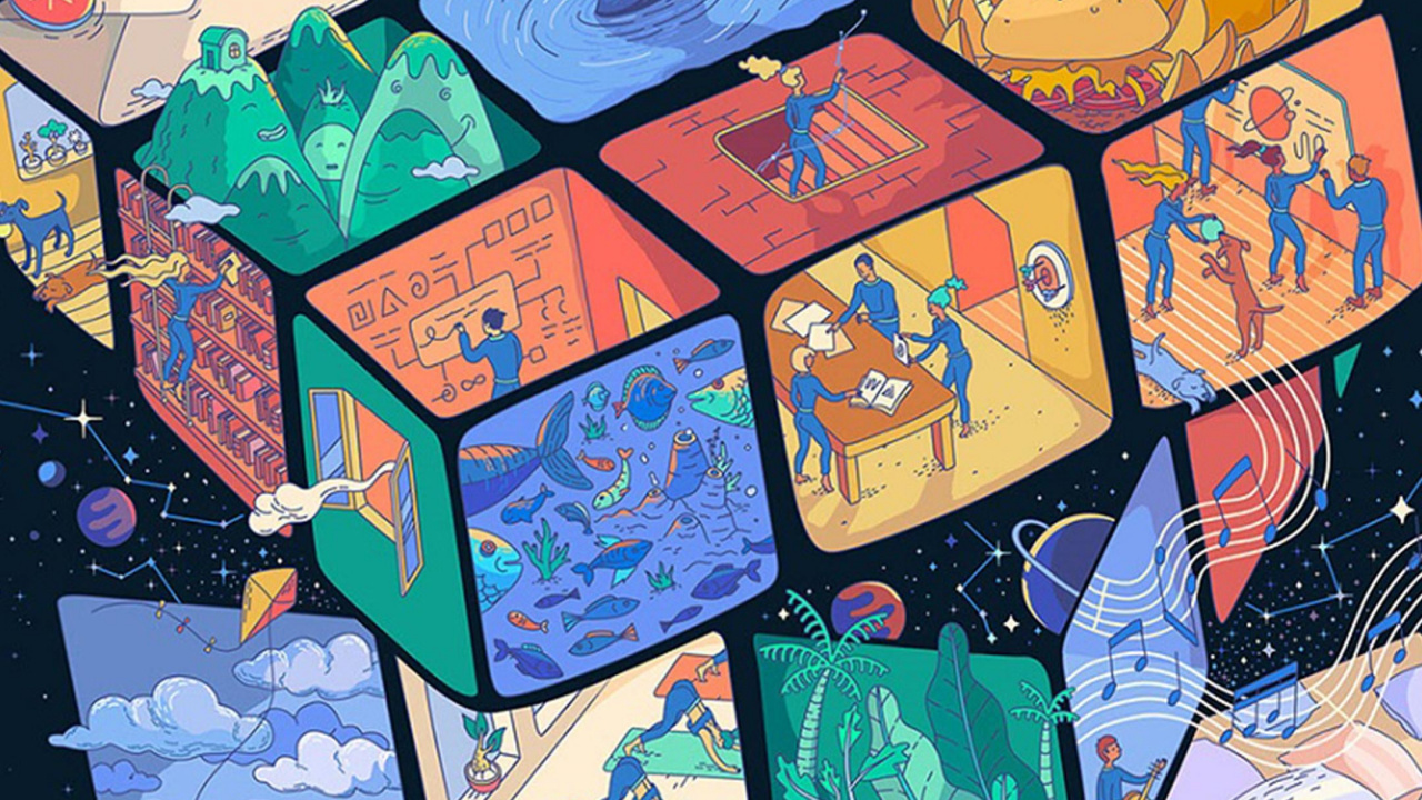 Обои кубик Рубика, Рубикс, куб, мир, арт в разрешении 1280x720