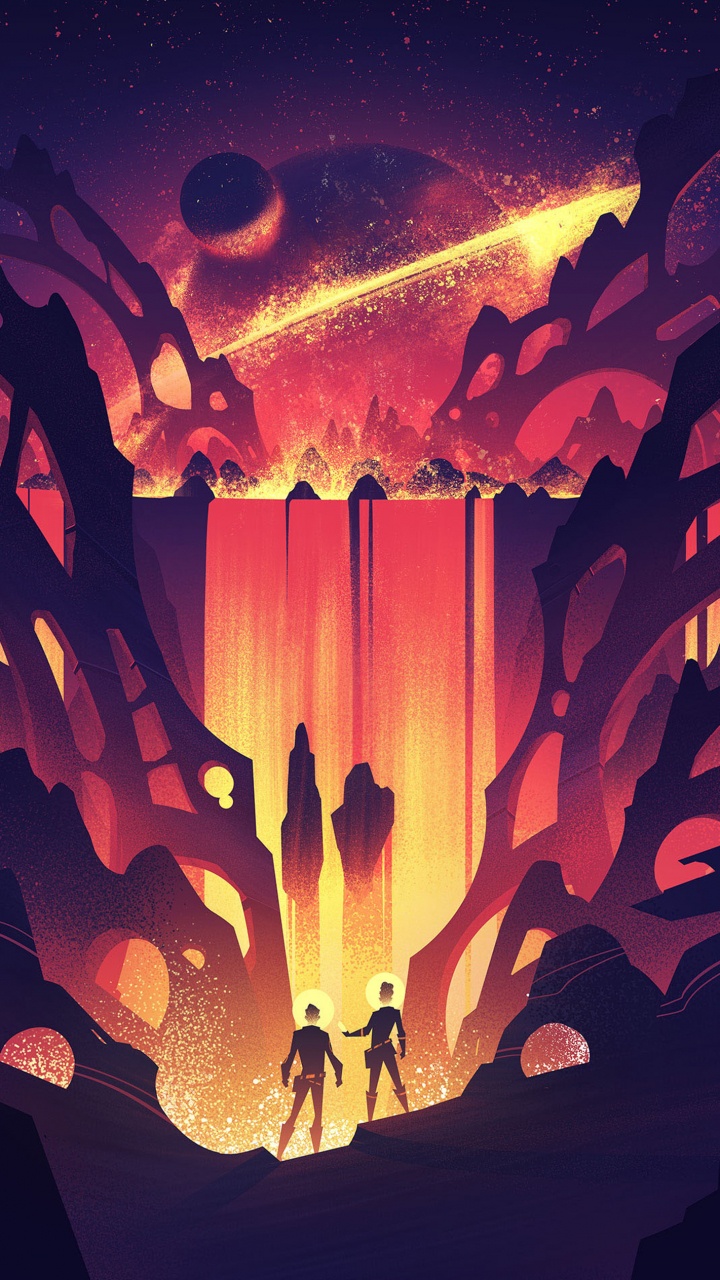 Обои иллюстрация, дизайн, keymaster игры космический парк игра, постер, графический дизайн в разрешении 720x1280