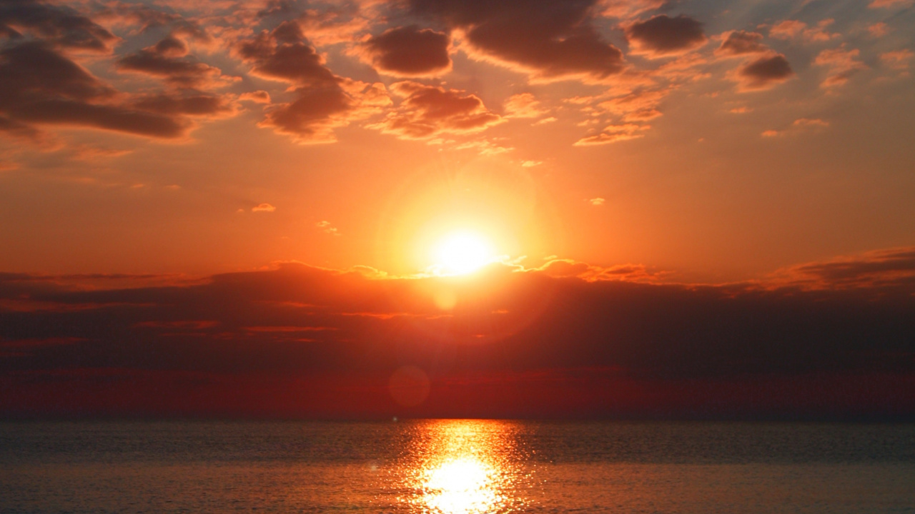 Обои золотой час закат, закат, золотой час, облако, вода в разрешении 1280x720