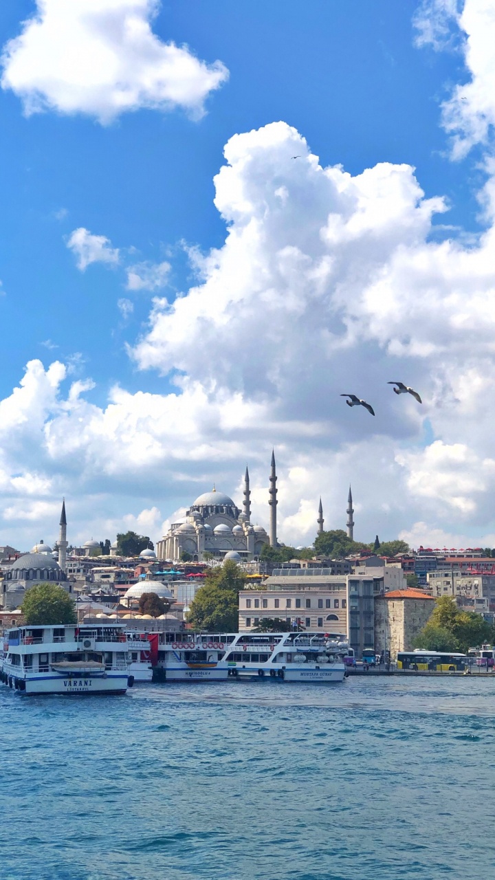 Обои Турция, Стамбул, вода, облако, водный путь в разрешении 720x1280