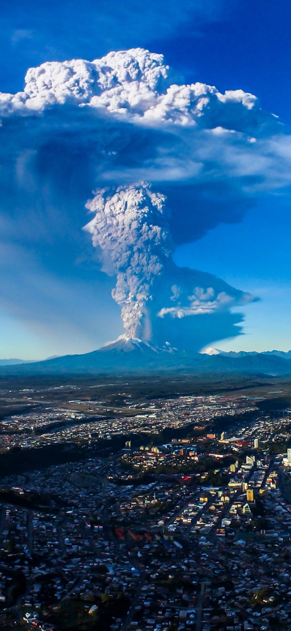 Обои Кальбуко, вулкан, облако, кучевое облако, атмосфера в разрешении 1125x2436