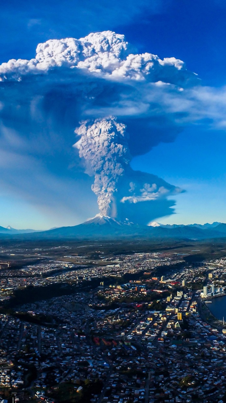 Обои Кальбуко, вулкан, облако, кучевое облако, атмосфера в разрешении 720x1280