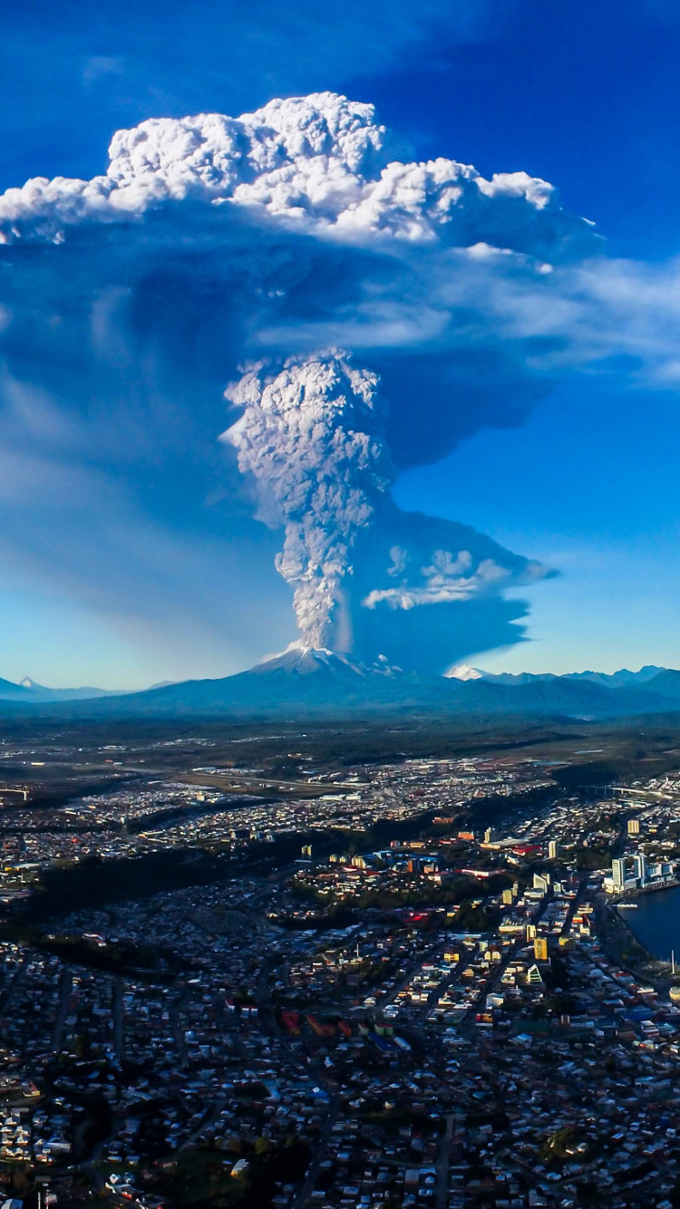 Обои Кальбуко, вулкан, облако, кучевое облако, атмосфера в разрешении 750x1334