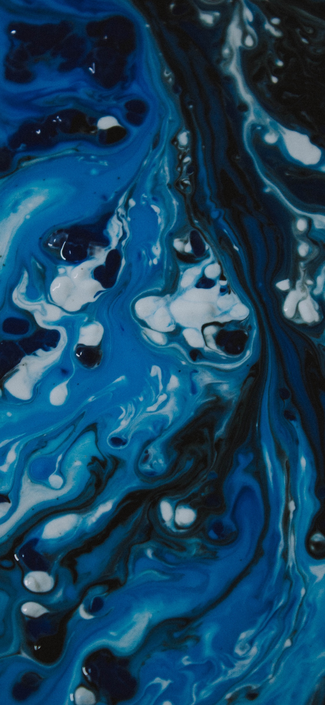 Обои живопись, абстрактное искусство, арт, синий, вода в разрешении 1125x2436
