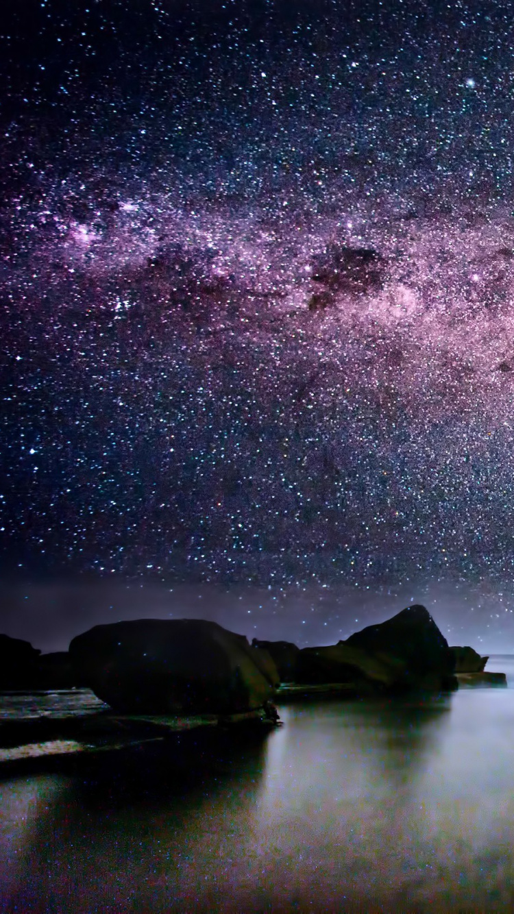 Обои Млечный Путь, Галактика, природа, ночь, атмосфера в разрешении 750x1334