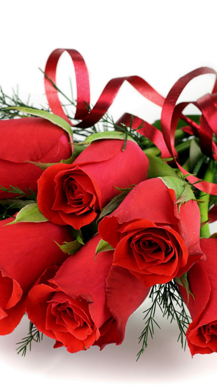 Обои День Святого Валентина, цветочный букет, красный цвет, срезанные цветы, сад роз в разрешении 750x1334