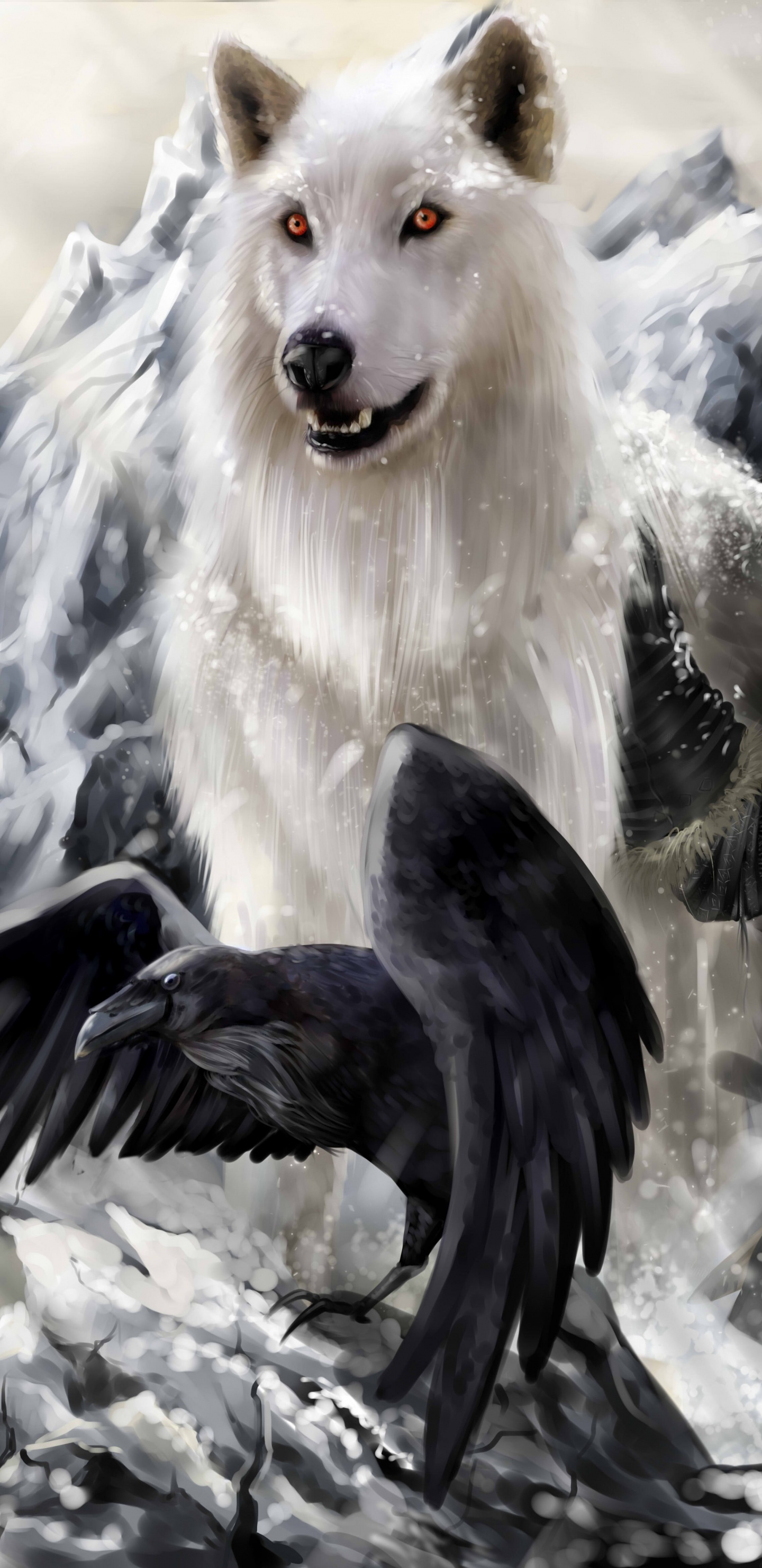 Обои Игра престолов, Джон Сноу, Песнь льда и огня, дейенерис таргариен, волк в разрешении 1440x2960