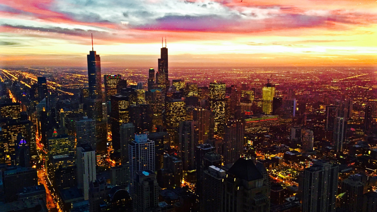 Обои городской пейзаж, город, городской район, метрополия, небоскреб в разрешении 1280x720