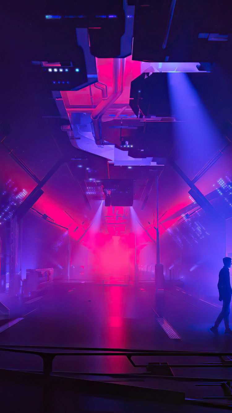 Обои концерт, этап, Synthwave, иллюстрация, чилсинт в разрешении 750x1334