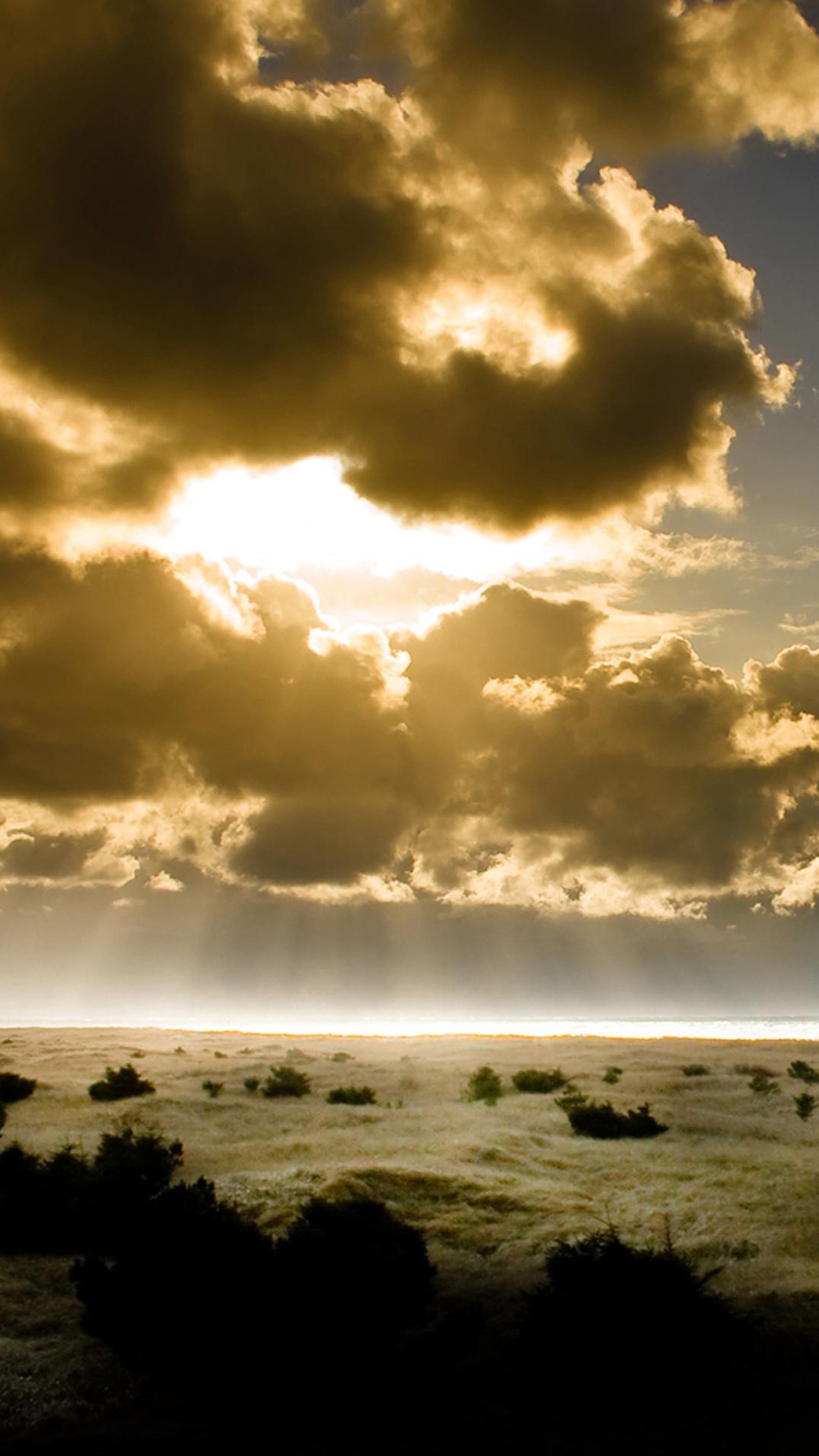 Обои облако, горизонт, солнечный свет, утро, атмосфера в разрешении 1080x1920