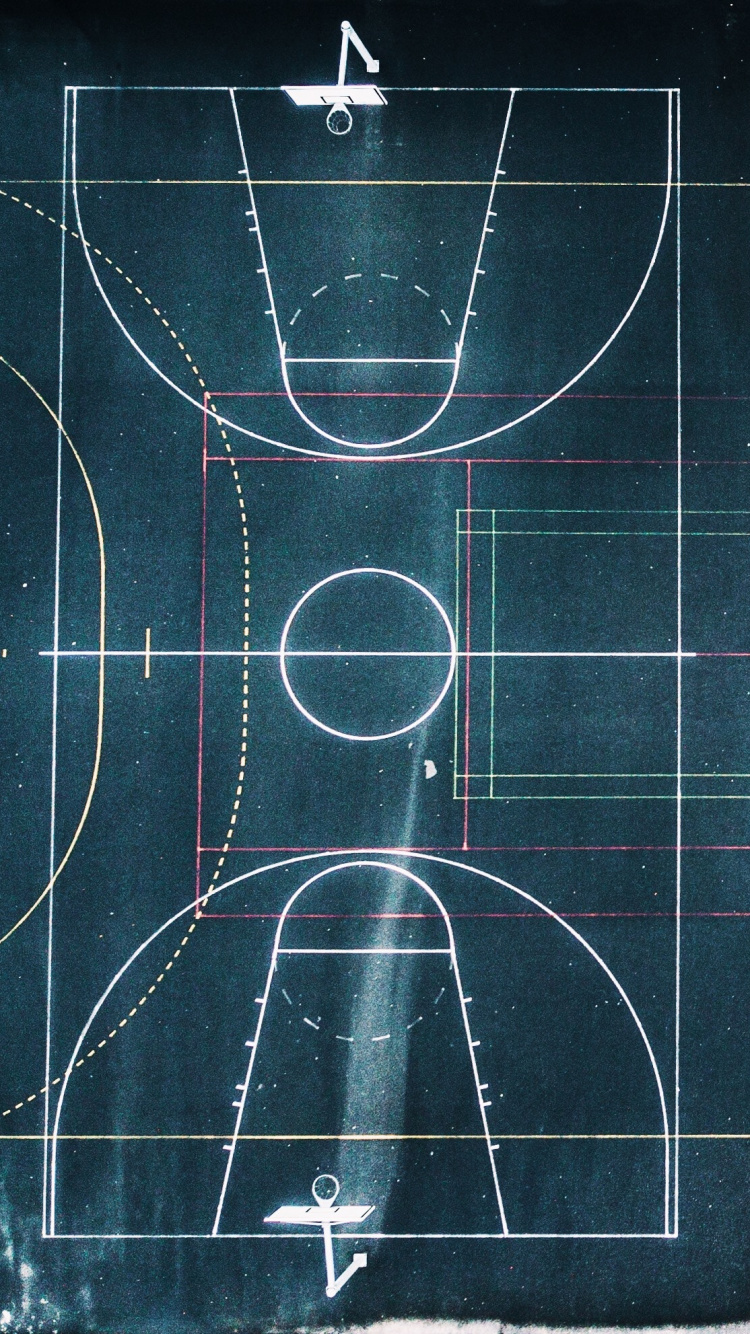 Обои баскетбольная площадка, Баскетбол, NBA, свет, линия в разрешении 750x1334