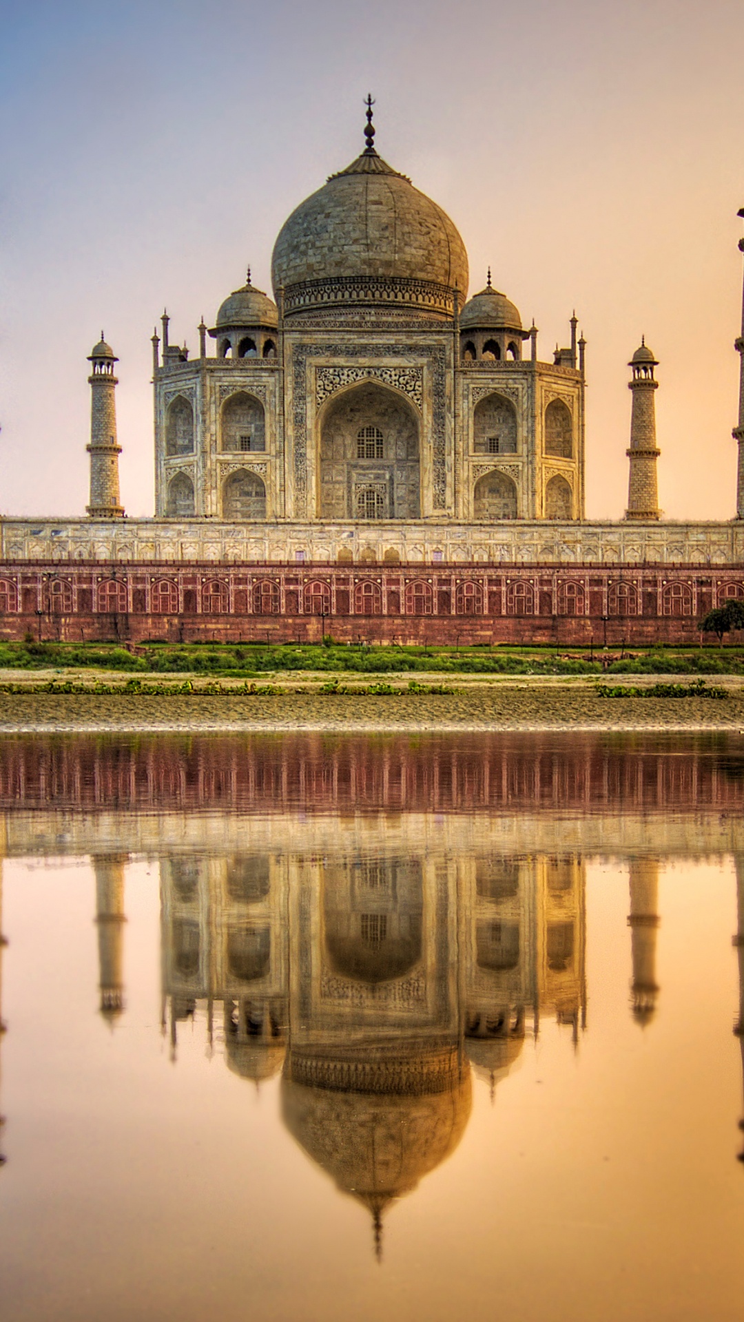 Обои Тадж-Махал, Агра Форт, ориентир, отражение, отражающий бассейн в разрешении 1080x1920