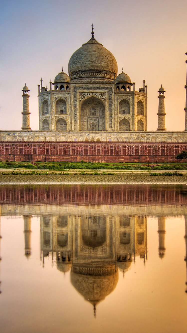 Обои Тадж-Махал, Агра Форт, ориентир, отражение, отражающий бассейн в разрешении 750x1334