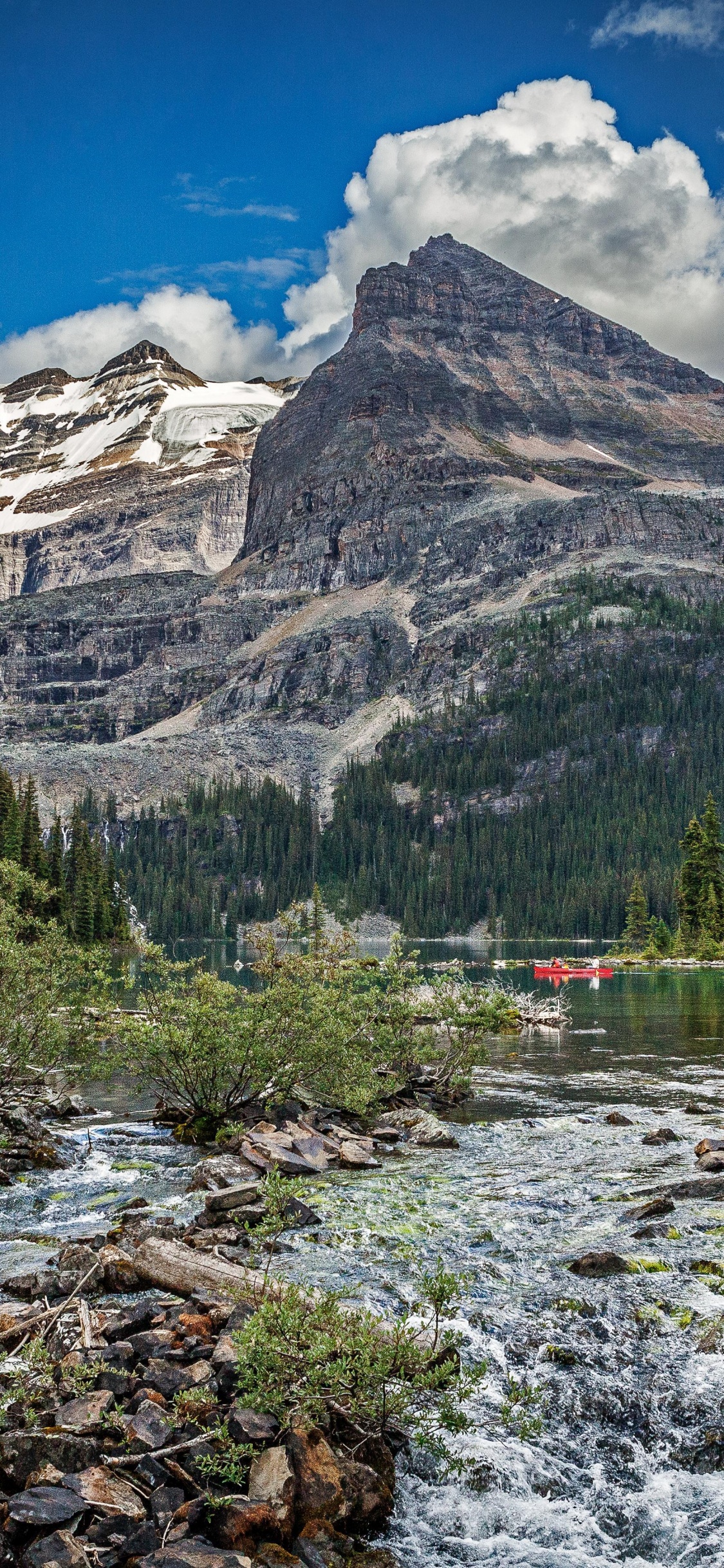 Обои Озеро Охара, пейзаж, природа, гора, горный рельеф в разрешении 1125x2436