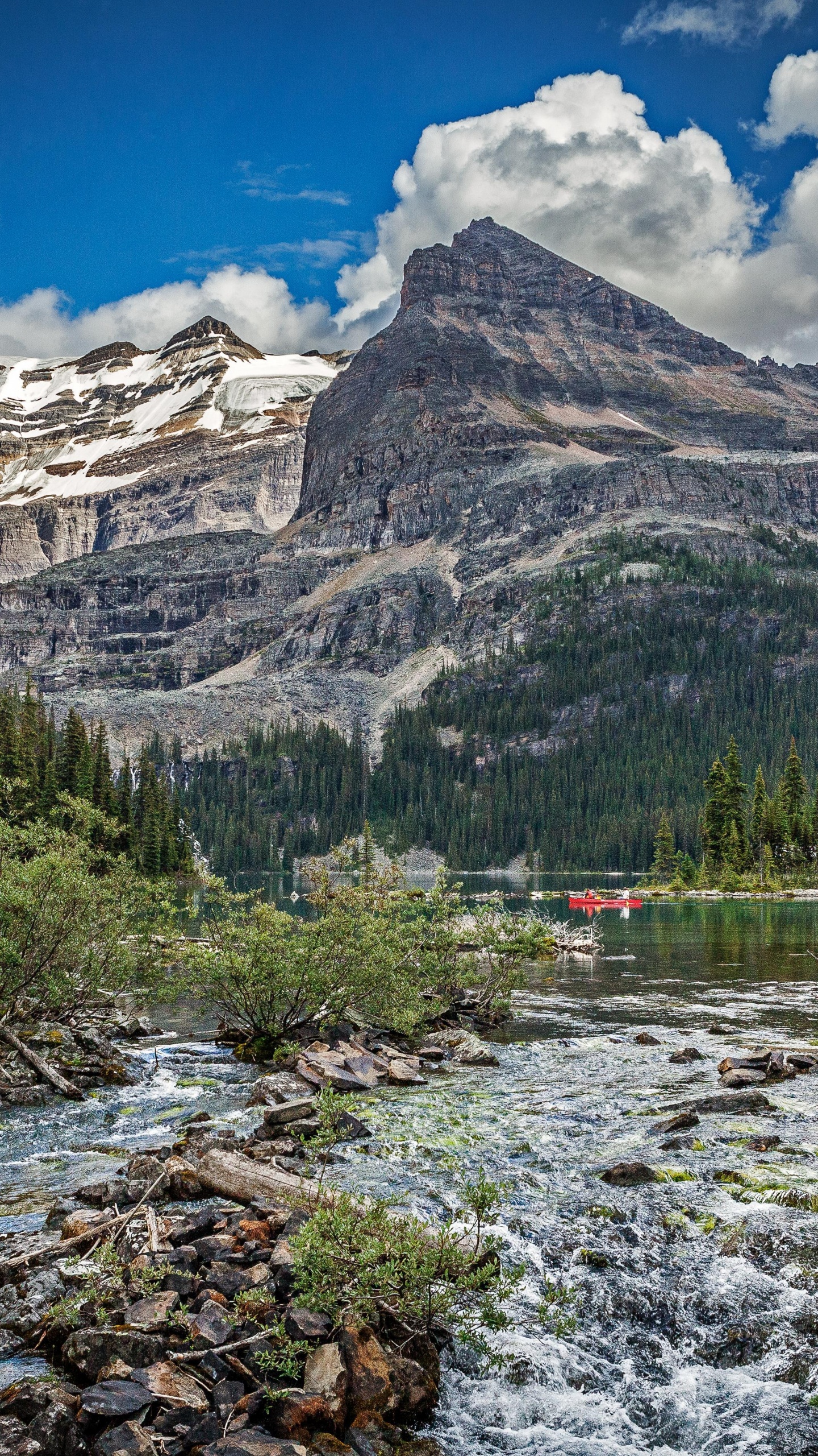 Обои Озеро Охара, пейзаж, природа, гора, горный рельеф в разрешении 1440x2560