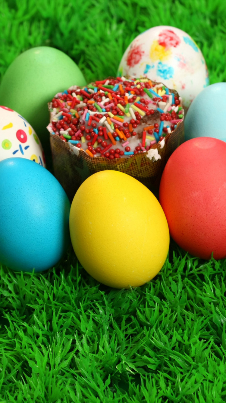 Обои пасхальное яйцо, пасха, газон, трава, луг в разрешении 750x1334