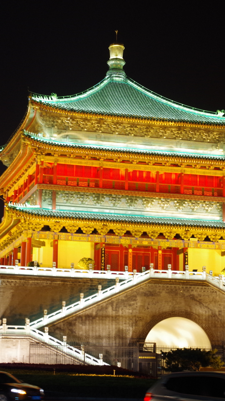 Обои Колокольня Сианя, вышка, китайская архитектура, ориентир, архитектура в разрешении 750x1334